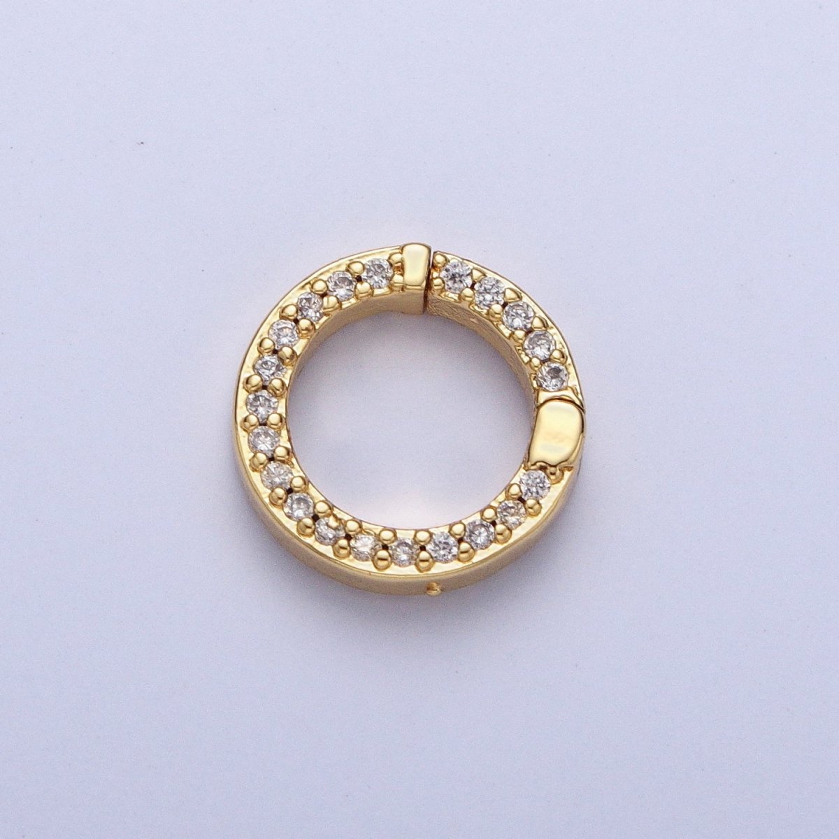 Push Gate Ring Gold Filled Micro Pave CZ 11mm Round Spring Gate Clasps For DIY Jewelry Charm Holder in Gold, Silver, Rose Gold, Black L-862 L-863 L-864 L-865 - DLUXCA