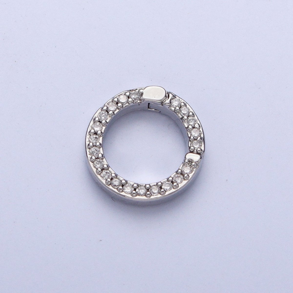 Push Gate Ring Gold Filled Micro Pave CZ 11mm Round Spring Gate Clasps For DIY Jewelry Charm Holder in Gold, Silver, Rose Gold, Black L-862 L-863 L-864 L-865 - DLUXCA