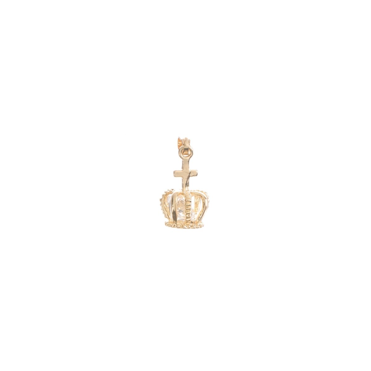 Queen Crown charm with Cross Pendant on top Queen Crown charm in Gold filled for Necklace Earring Jewelry Making H-737 - DLUXCA