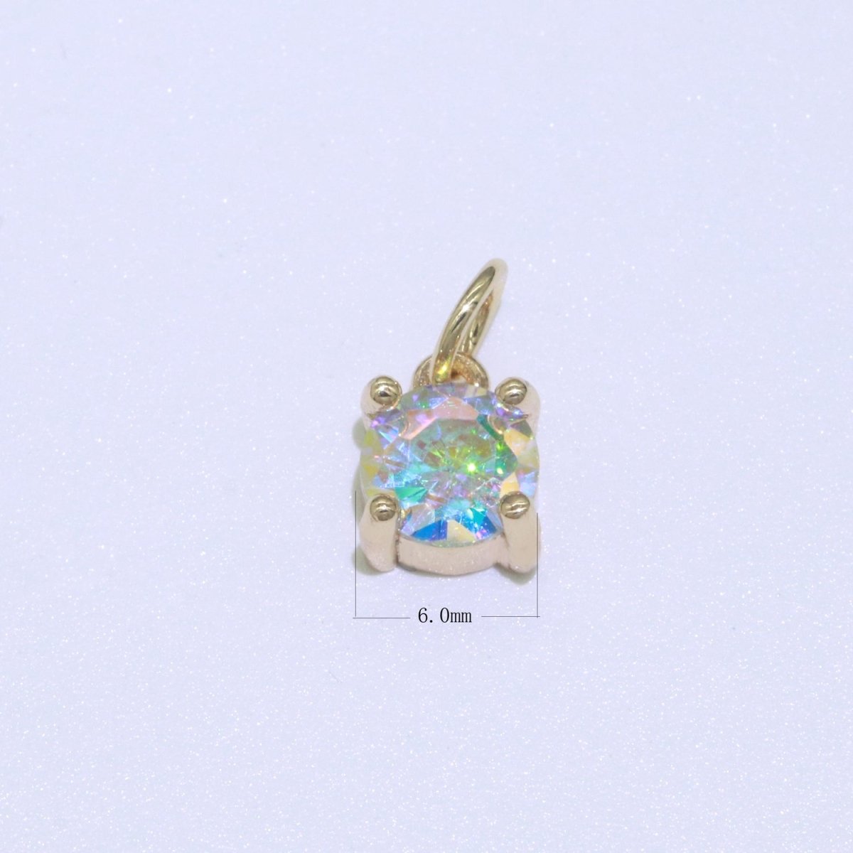 Rainbow Circle CZ Pendant, Opalescent CZ Charm, Aurore Boreale Cubic Zirconia charm, Jewelry Gold Filled E-919 - DLUXCA