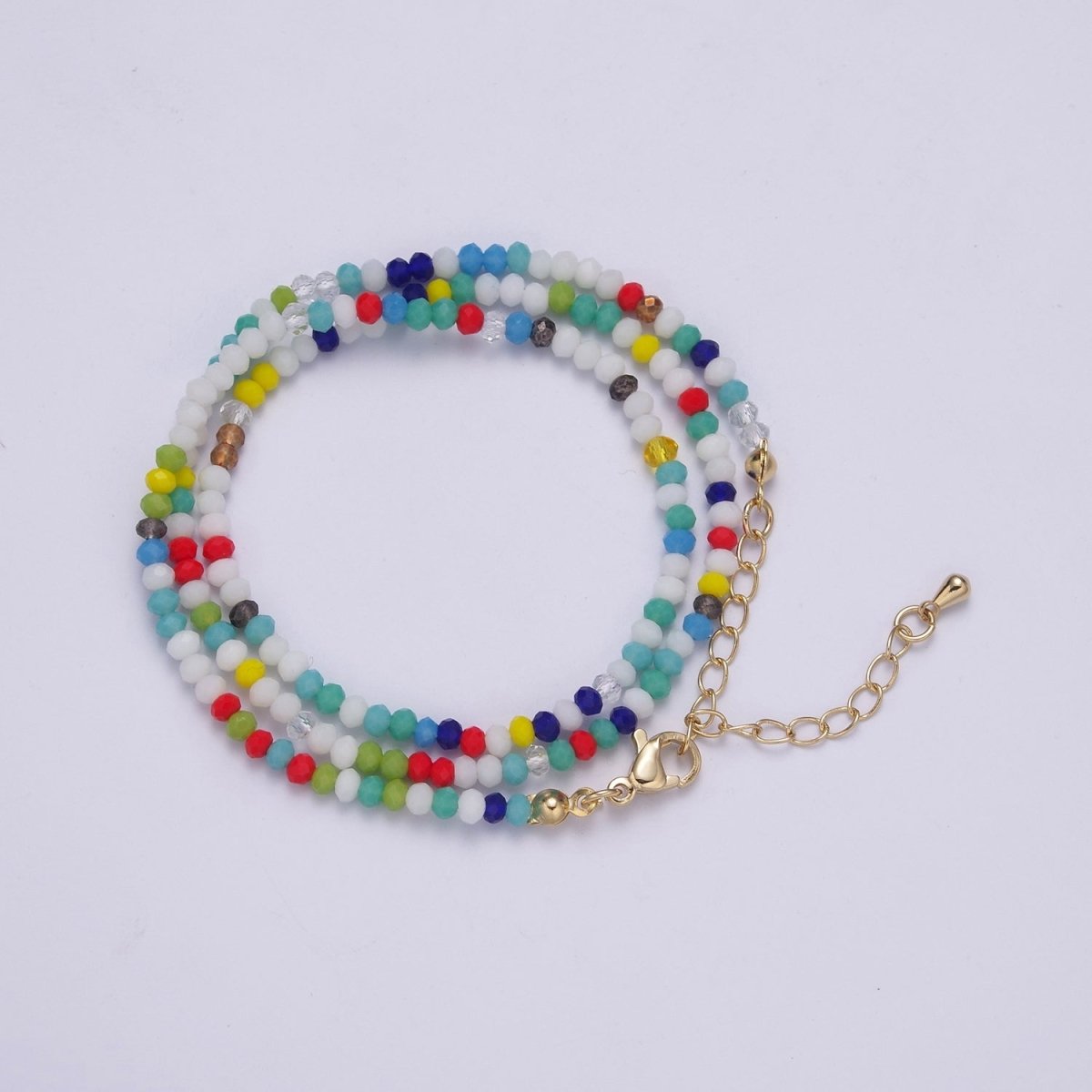 Rainbow Color Glass Seed Bead Necklace 17.5 inch + 2 inch Extender Chain Necklace Gift | WA-449 Clearance Pricing - DLUXCA