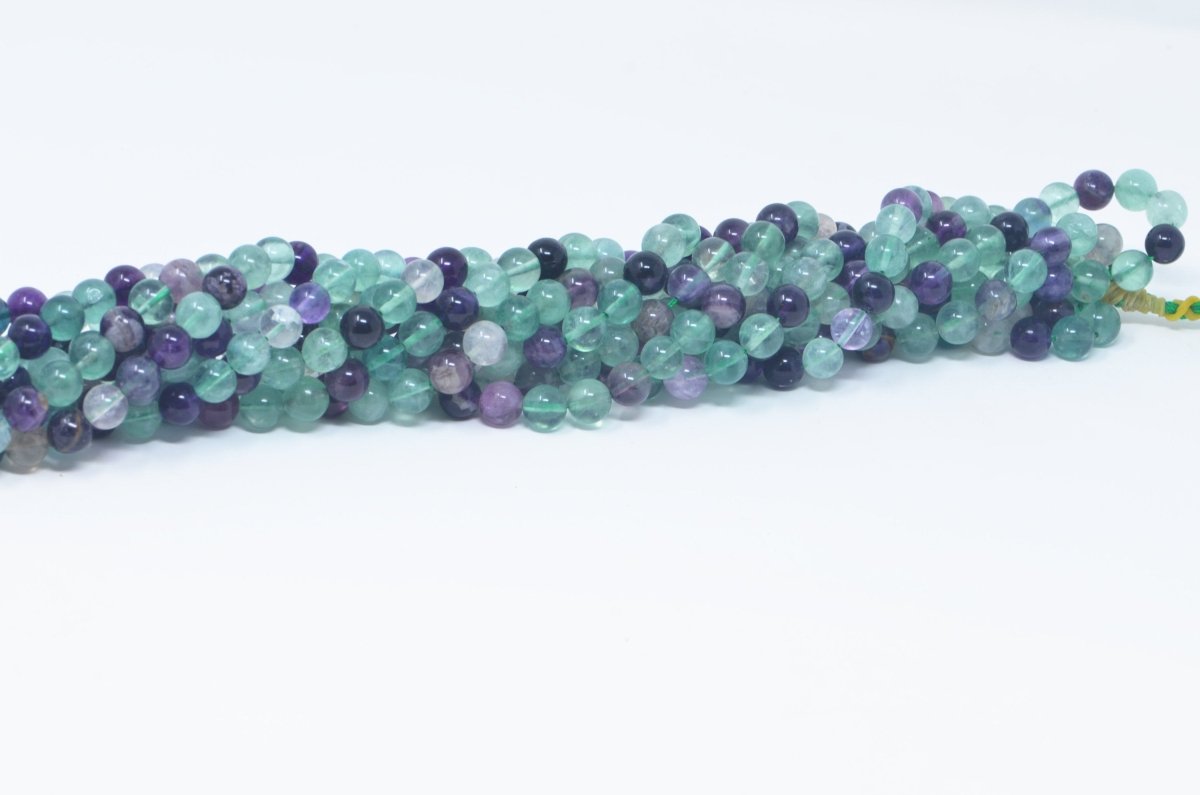 Rainbow Fluorite Beads Natural Gemstone Round Loose 8mm 10mm High Quality in Smooth Round Full 15 inch Strand - DLUXCA