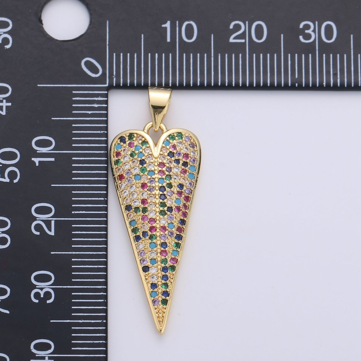 Rainbow Gold Filled Long Heart Pendants I-621 - DLUXCA