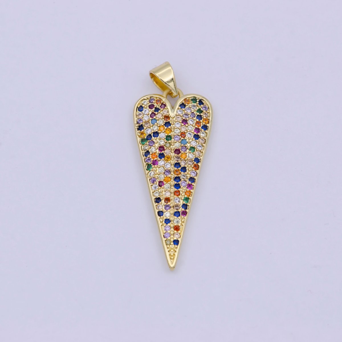 Rainbow Gold Filled Long Heart Pendants I-621 - DLUXCA