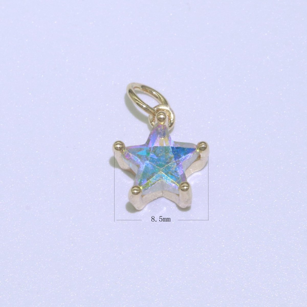 Rainbow Star CZ Pendant, Opalescent CZ Charm, Aurore Boreale Cubic Zirconia charm, Jewelry Gold Filled E-917 - DLUXCA