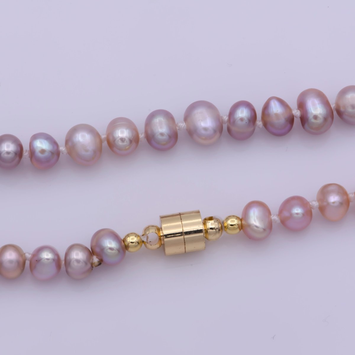 Real Pink Pearl Chocker Necklace Oval Freshwater Pearl Jewelry, Large Bead Light Pink Elegant Everyday Statement Piece 17 Inches WA-408 - DLUXCA