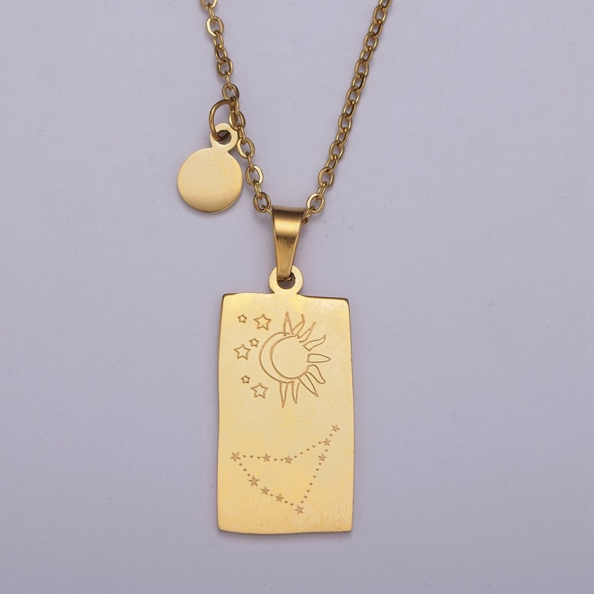 Rectangle Tag Gold Constellation Zodiac Charms Necklace Astrology Zodiac Necklace Charms, 12 Zodiac Charms Ready to Wear Necklace for Personalized Jewelry Wholesale | WA-551 to WA-562 Clearance Pricing - DLUXCA
