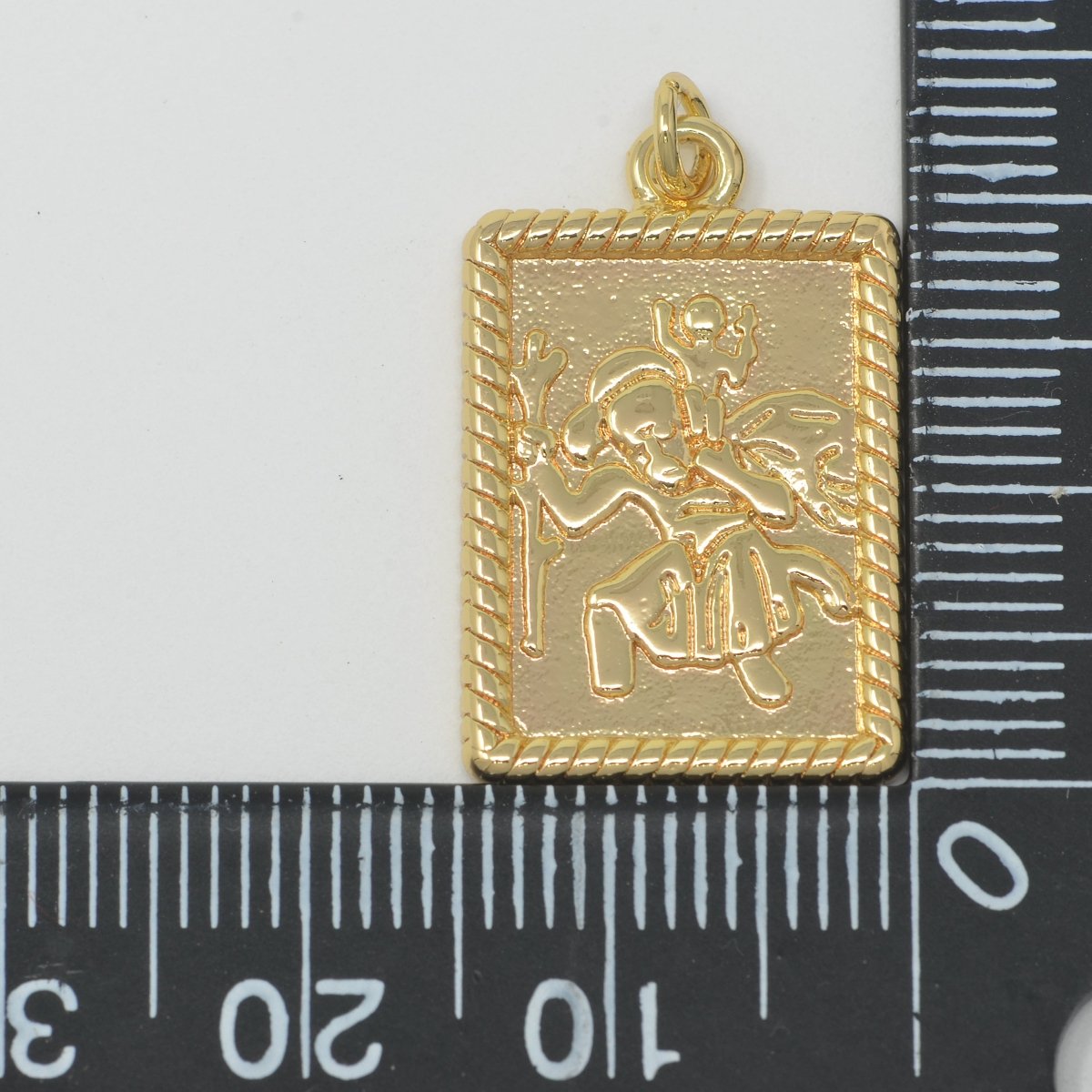 Rectangular Frame Saint Gold Filled Charms M-387 - DLUXCA