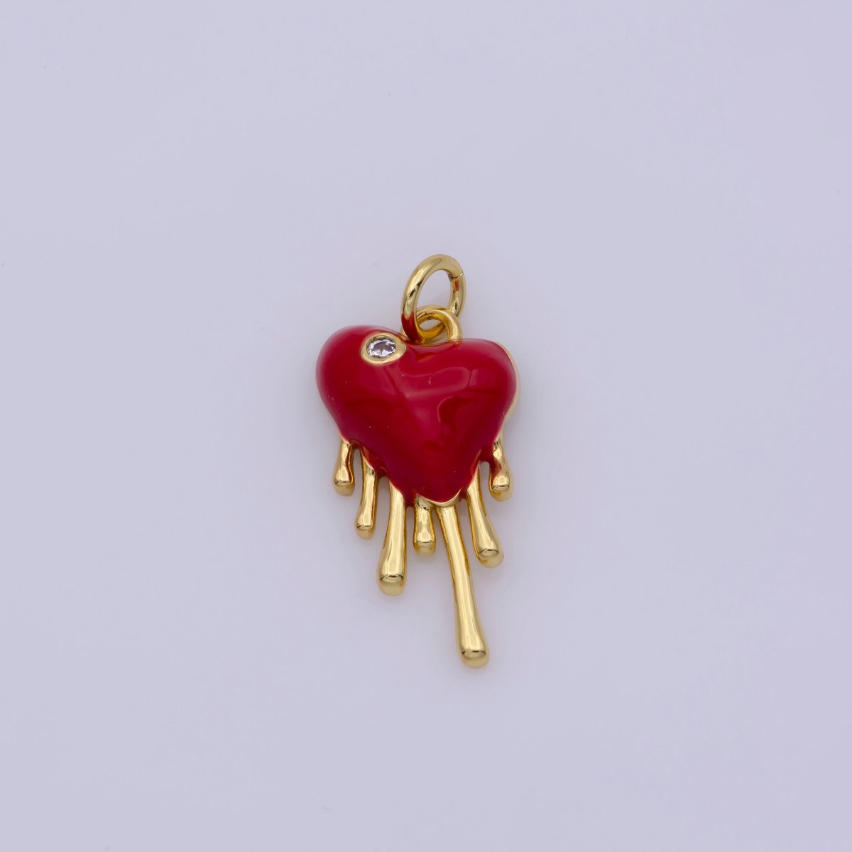 Red Bloody Heart Charm Mini Enamel Heart Pendant Love Necklace Bracelet Jewelry Supply, M-811 - DLUXCA