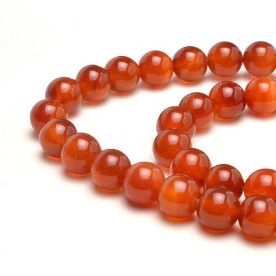 Red Carnelian Smooth Round Beads 4mm 6mm 8mm 10mm Beads 1 full 15.5" Strand for Bracelet necklace Jewelry Making Supply - DLUXCA
