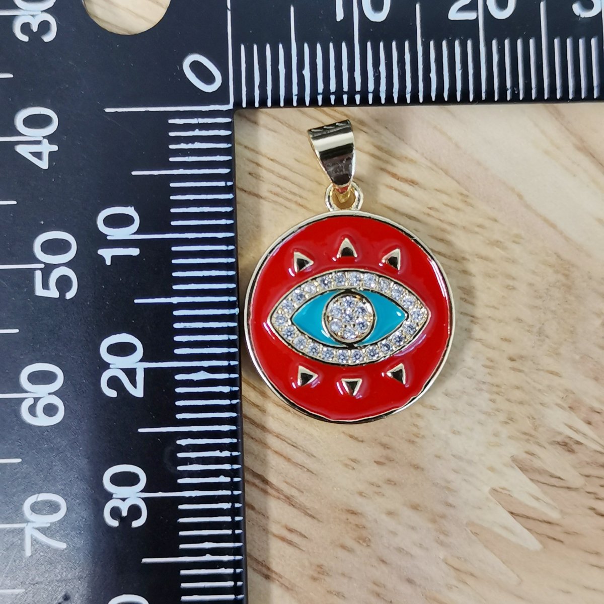 Red Enamel Evil eye Pendant in 24K Gold Filled for Statement Necklace Jewelry Making Amulet Jewelry Good Vibes Jewelry I-829 - DLUXCA