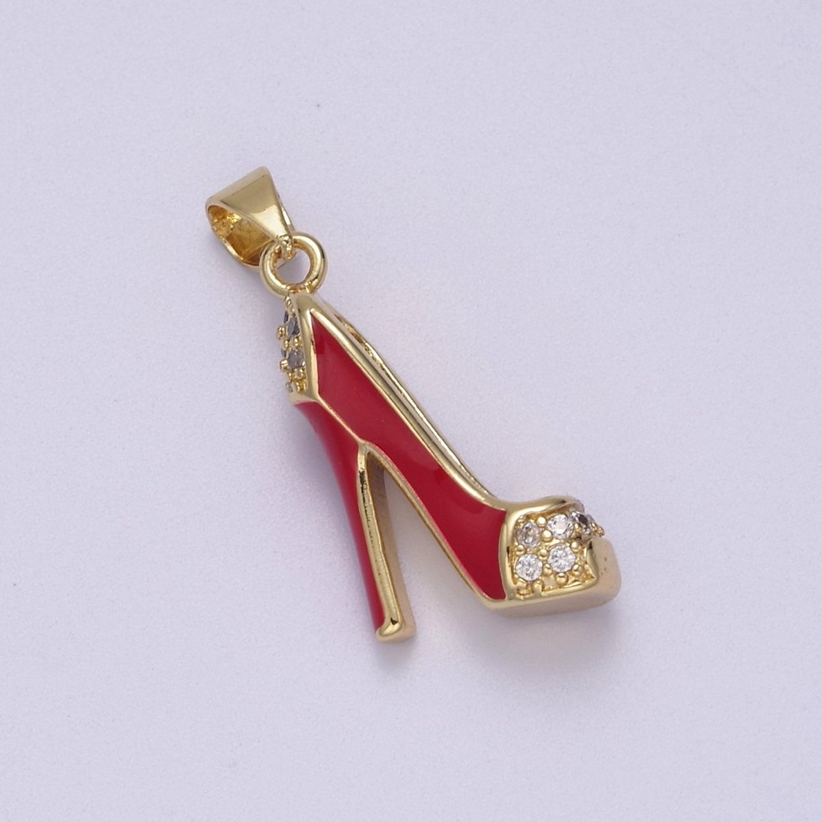 Red high heeled stiletto shoe charm pendant for Bracelet Necklace Earring J-352 - DLUXCA