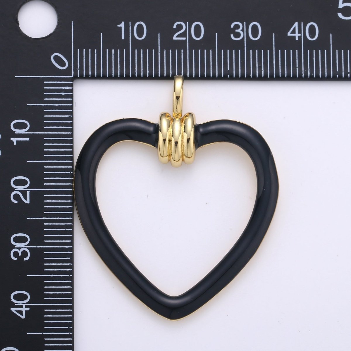 Red Open Heart Charms Enamel Colorful Hearts Black White Red on Gold Frame for Earring Necklace Charm, D-100-D-102 - DLUXCA