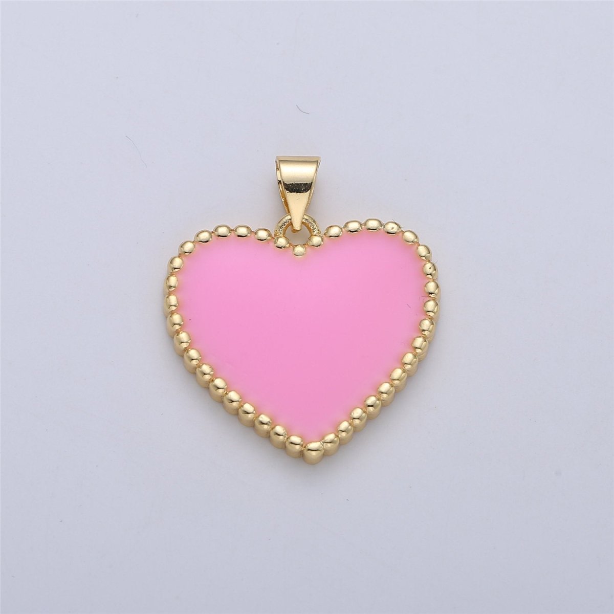 Red Pink Enamel Heart Pendant Charm, Enamel Heart Charm, Heart Pendant, Dainty Heart Necklace Pendant I-167 - DLUXCA