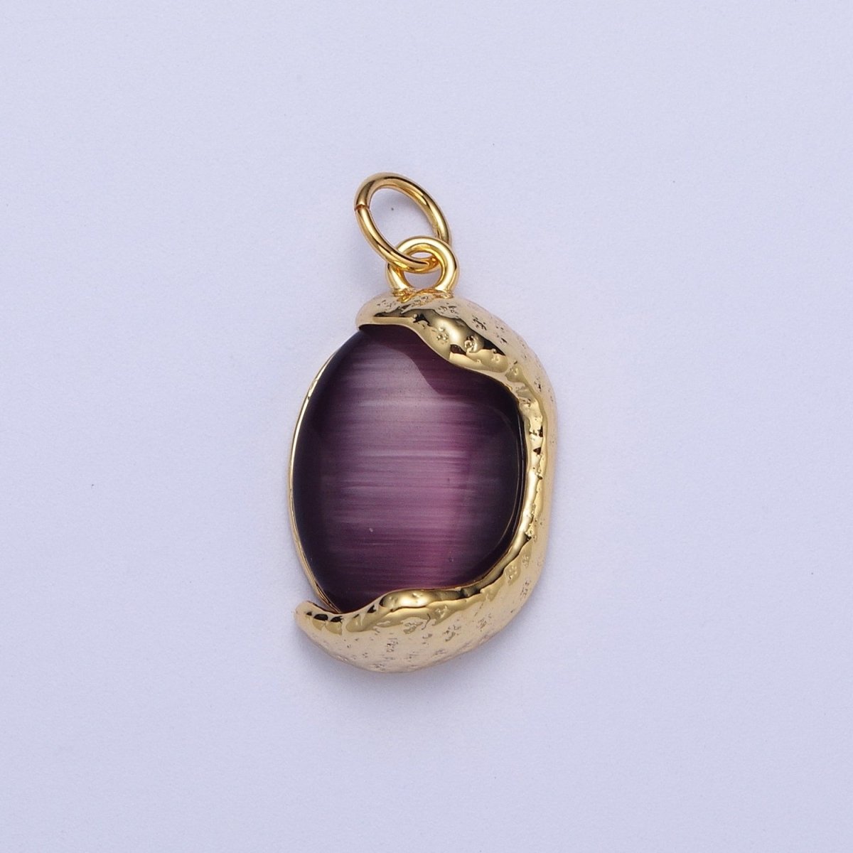 Red, Purple, Turquoise Cats Eye Stone Gold & Silver Egg Charm | A-184 A-198 A-212 C-157 C-167 C-179 - DLUXCA