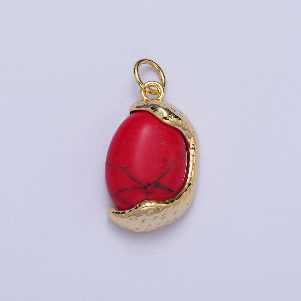 Red, Purple, Turquoise Cats Eye Stone Gold & Silver Egg Charm | A-184 A-198 A-212 C-157 C-167 C-179 - DLUXCA