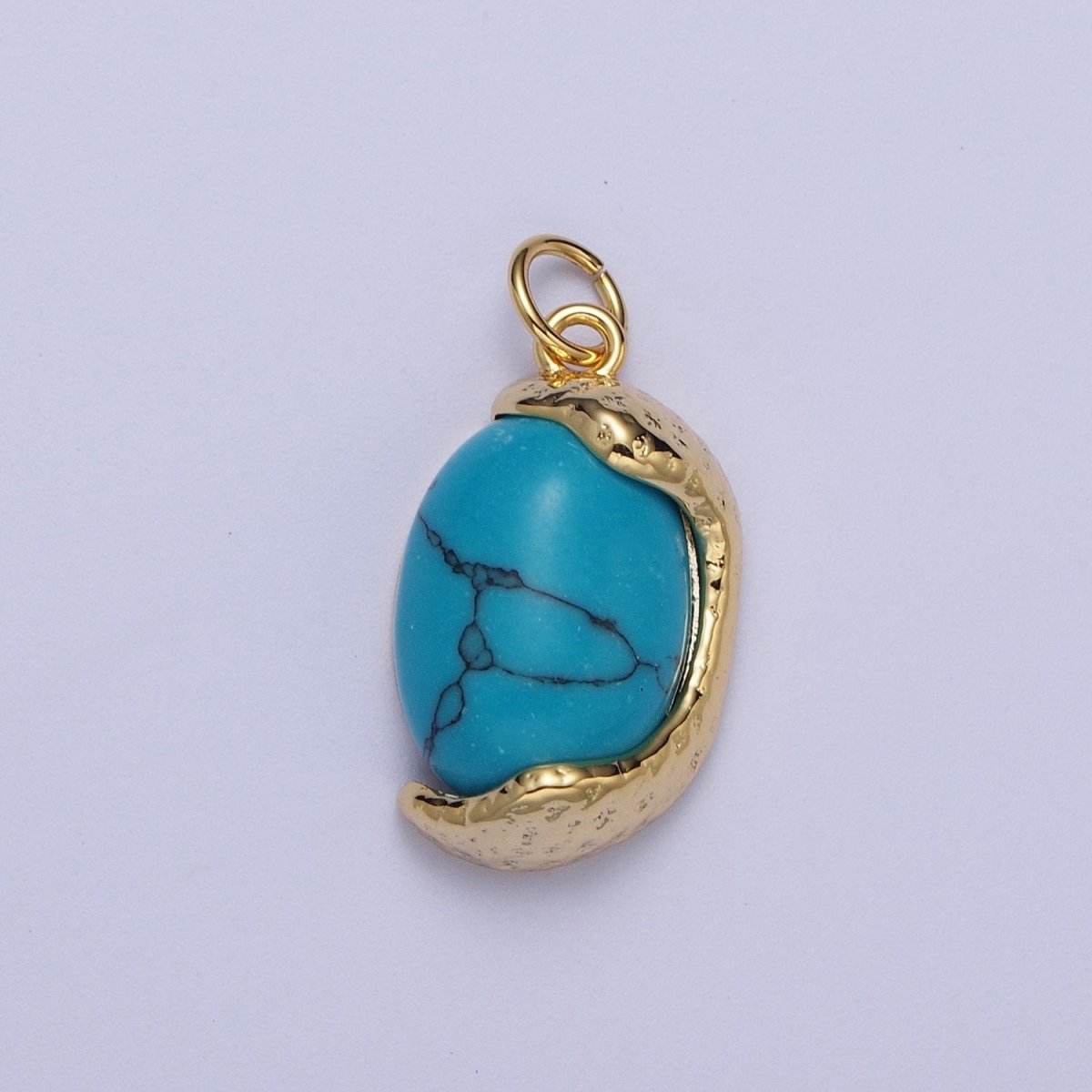 Red, Purple, Turquoise Cats Eye Stone Gold & Silver Egg Charm | A-184 A-198 A-212 C-157 C-167 C-179 - DLUXCA