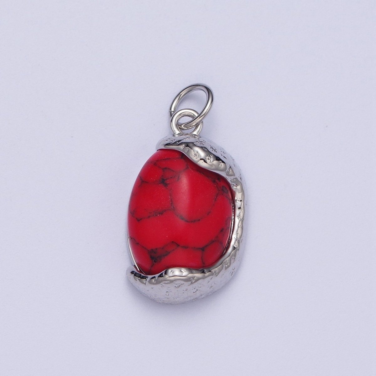 Red, Purple, Turquoise Cats Eye Stone Gold & Silver Egg Charm | A-184 A-198 A-212 C-157 C-167 C-179 - DLUXCA