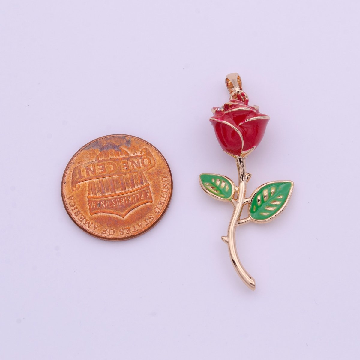 Red Rose Flower Rose Gold Pendant I-586 - DLUXCA