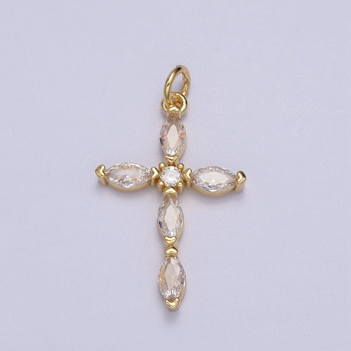 Religious Cross Clear Marquise CZ Pendant in Gold & Silver Religious Cross Clear Marquise CZ Pendant in Gold & Silver