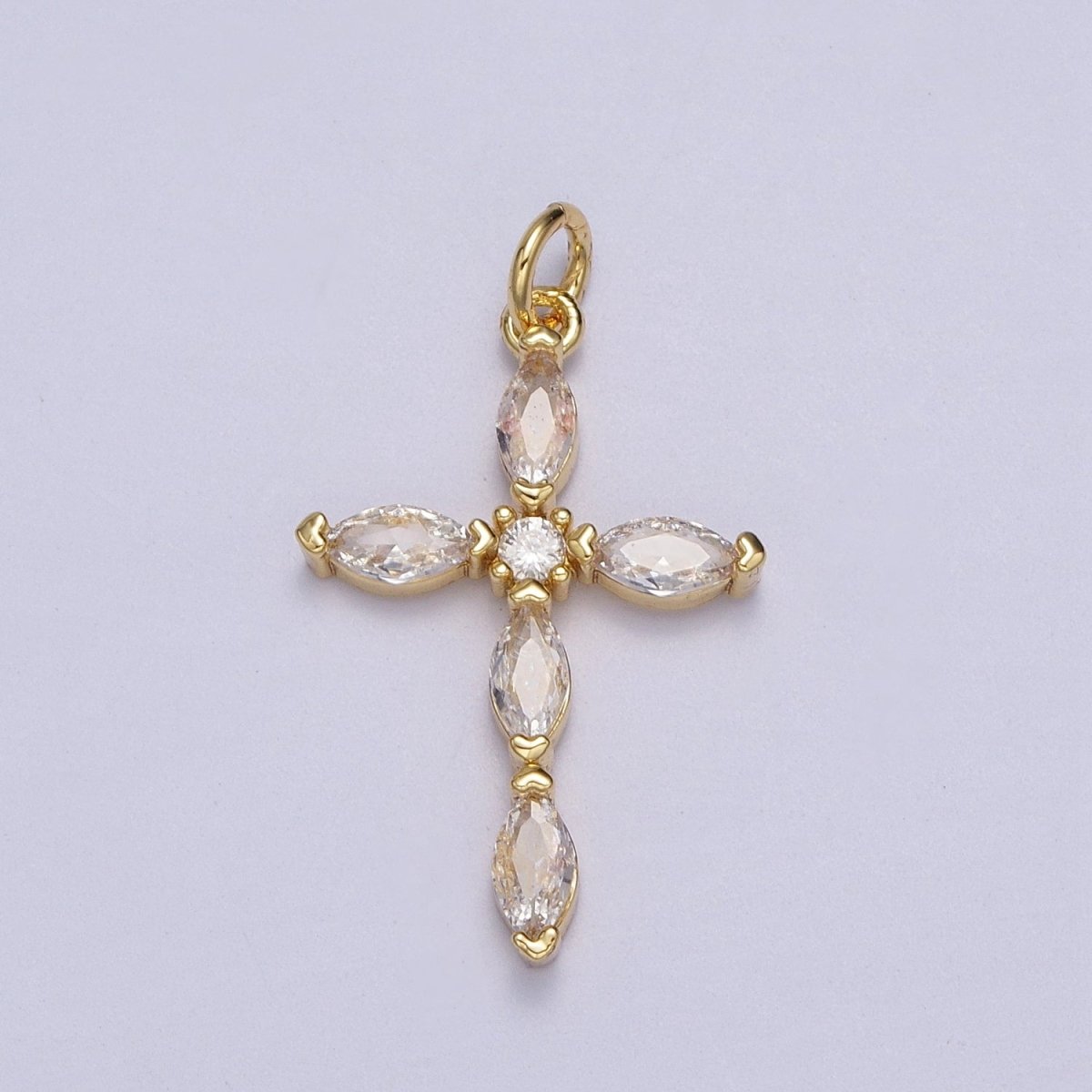 Religious Cross Clear Marquise CZ Pendant in Gold & Silver | AC-012 AC-013 - DLUXCA