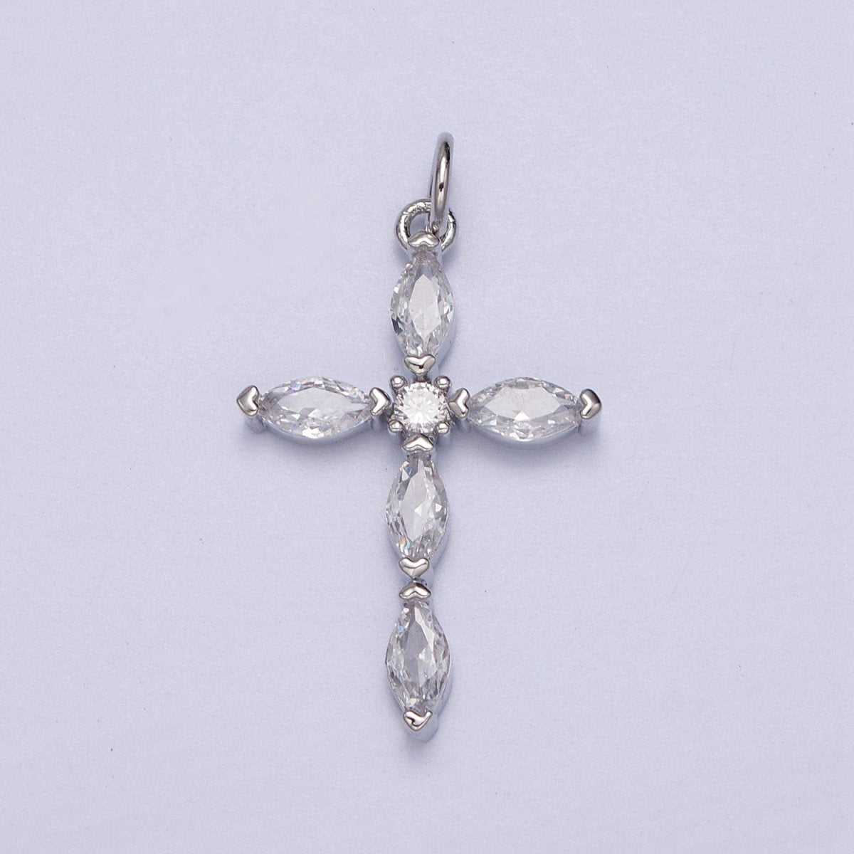 Religious Cross Clear Marquise CZ Pendant in Gold & Silver | AC-012 AC-013 - DLUXCA