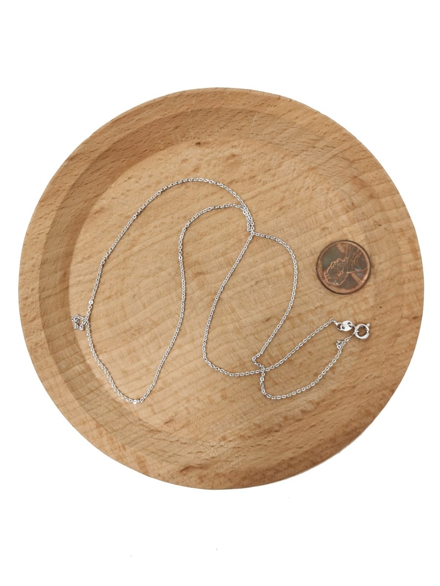 Rhodium Plated 0.5mm Dainty Cable 20 Inch Layering Necklace | CN-640 Clearance Pricing - DLUXCA