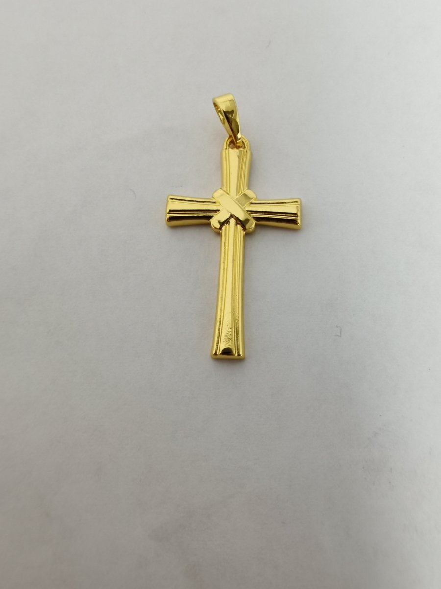 Ribbon Cross Simple Gold Filled Pendants I-721 - DLUXCA