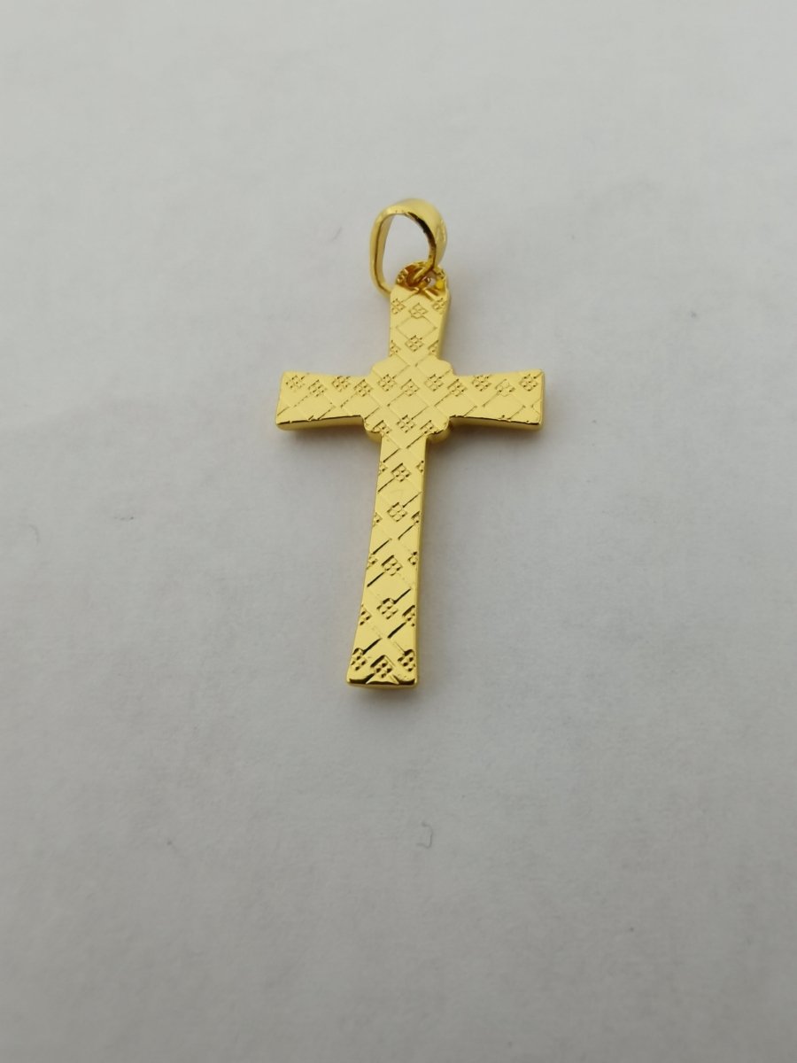 Ribbon Cross Simple Gold Filled Pendants I-721 - DLUXCA
