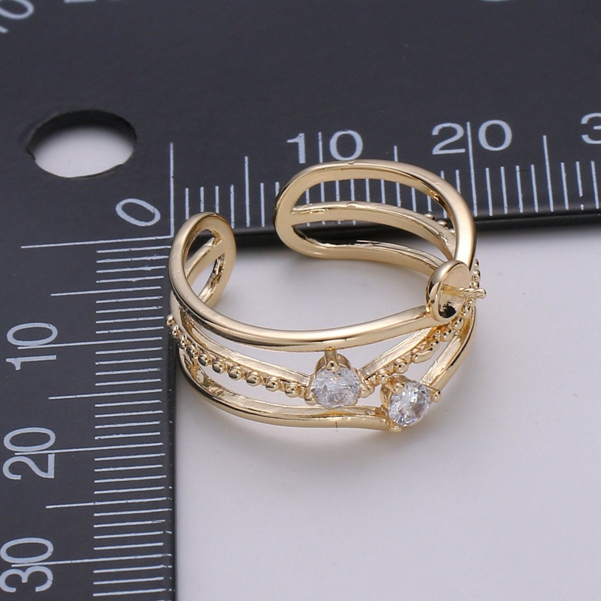 Ring Setting, Gold Ring Accessories, Pearl Ring Empty Holder, Jewelry DIY, Jewelry Making, Ring Base, Minimalist Ring Supply, K-869 - DLUXCA