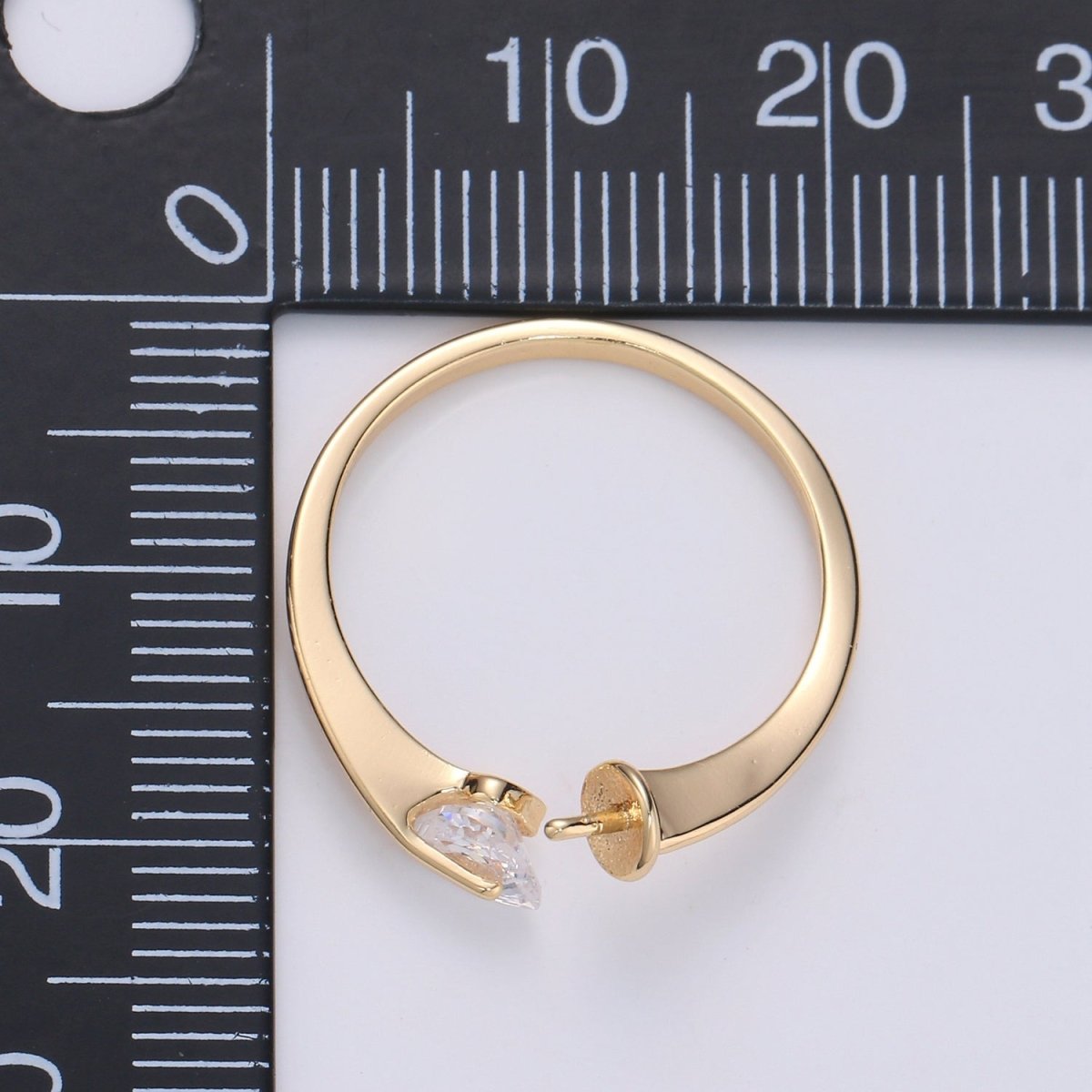 Ring Setting, Gold Ring Accessories, Pearl Ring Empty Holder, Jewelry DIY, Jewelry Making, Ring Base, Minimalist Ring Supply L010 - DLUXCA