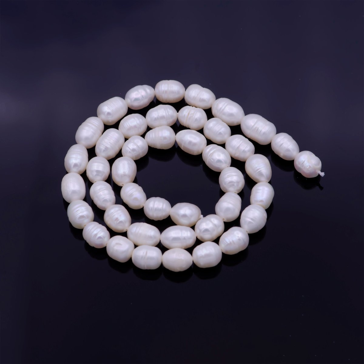 Ringed Natural AAA Freshwater Pearl 5mm x 6mm 43pcs Full Strand | WA-1330 Clearance Pricing - DLUXCA