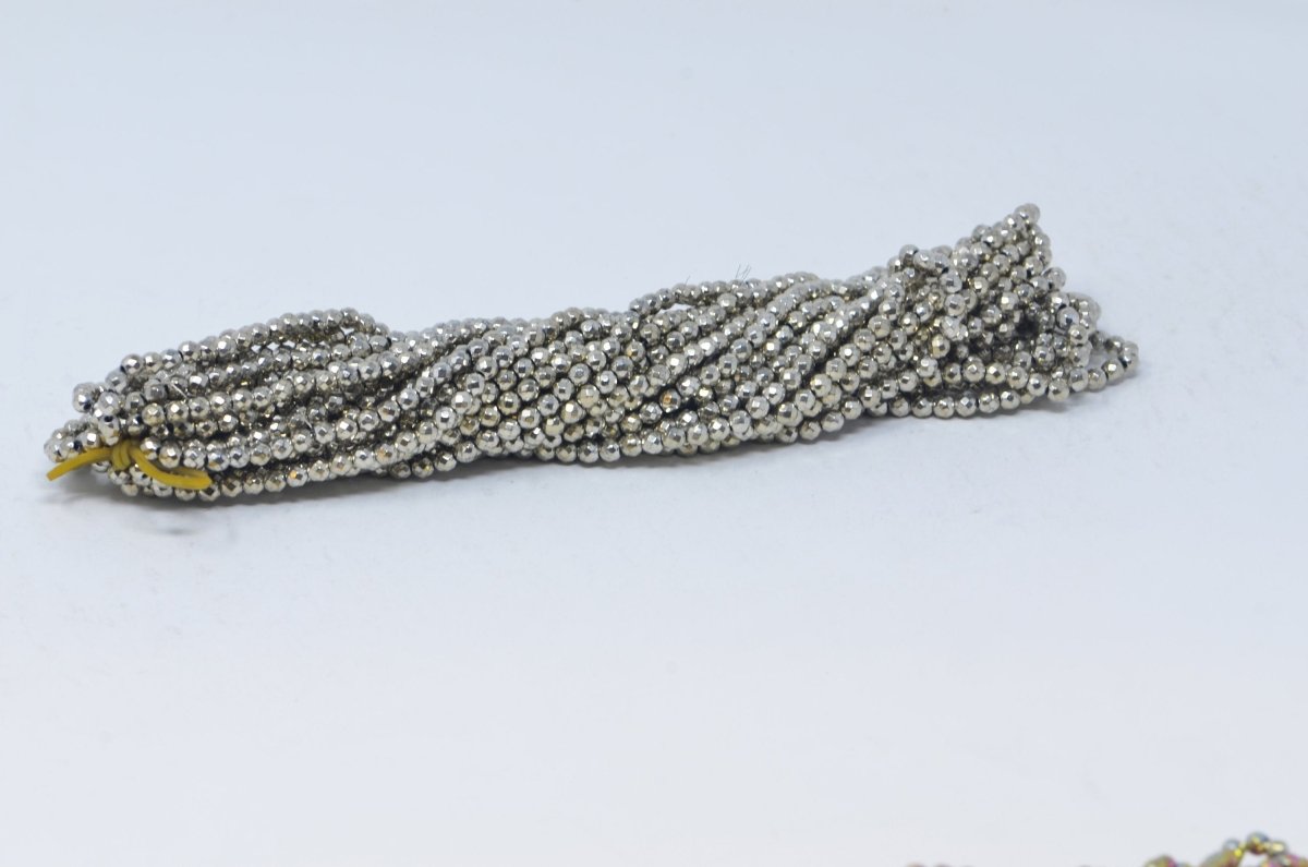 Rondelle Ball Faceted Hematite Beads, Size 4mm Approximately 100pcs Per Strand Length 15.5'' - DLUXCA