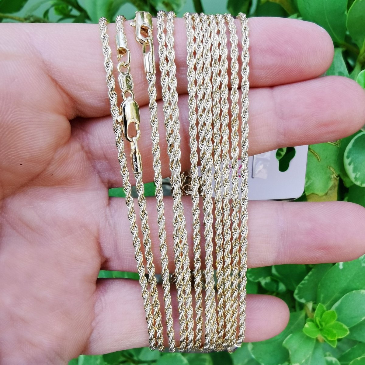 Rope Chain Necklace 14K Gold Plated, 2mm Thickness 16" French Rope Chain in Yellow Gold Chain | CN-793 Clearance Pricing - DLUXCA