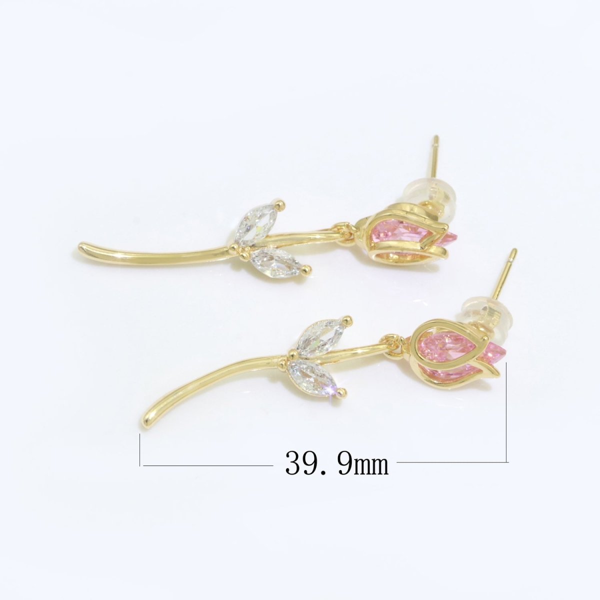 Rose Flower Stud Earring 18k Gold Filled Stud Belle Inspired Earring - DLUXCA