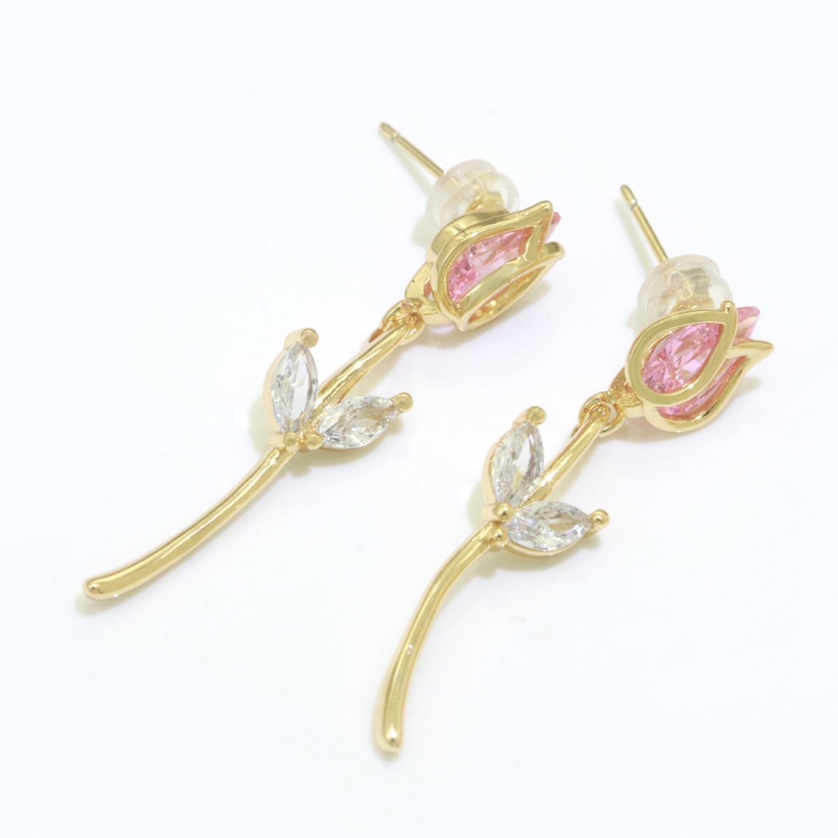 Rose Flower Stud Earring 18k Gold Filled Stud Belle Inspired Earring - DLUXCA