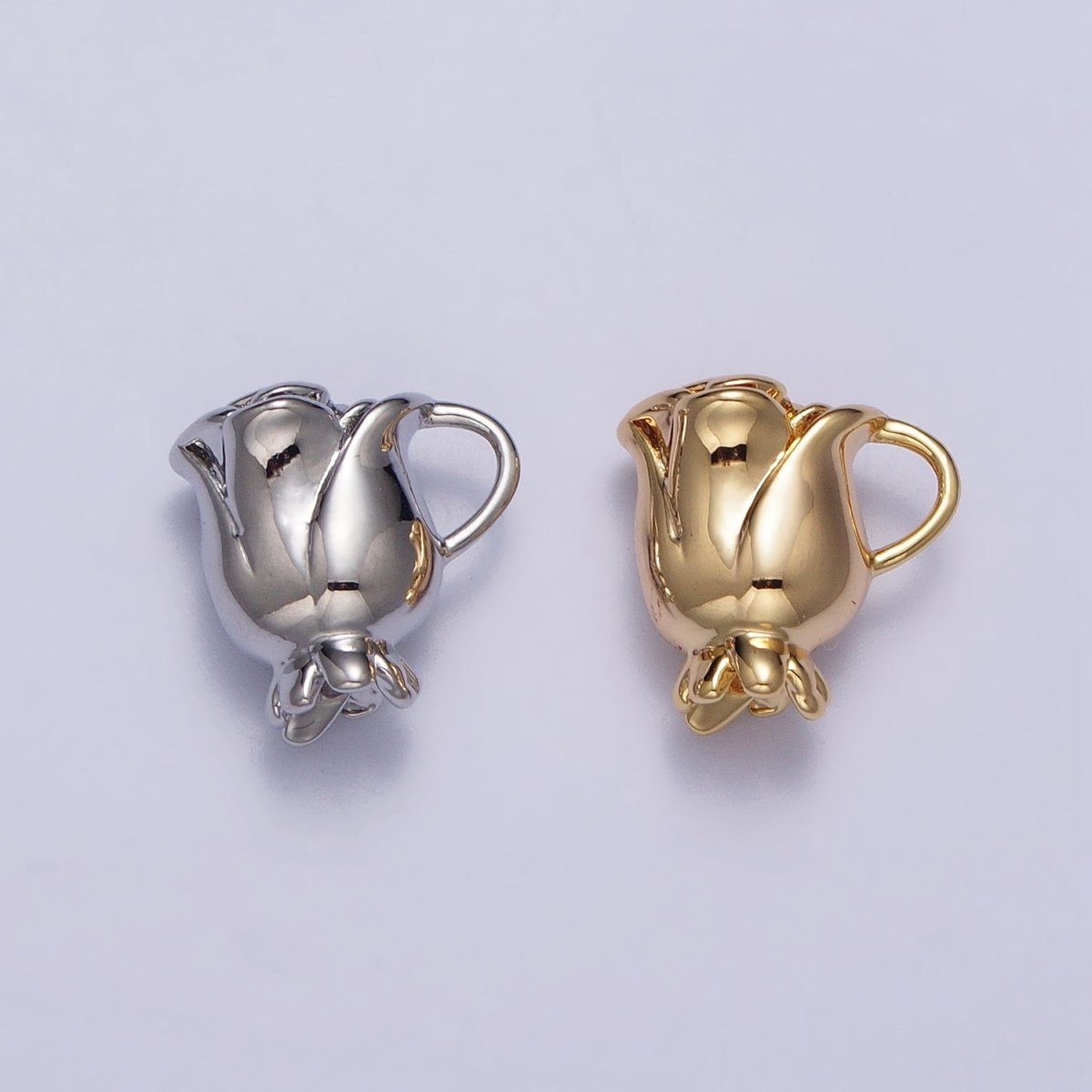Rose Flower Themed Cup Add-On Charm in Gold & Silver | AC119 AC120 - DLUXCA