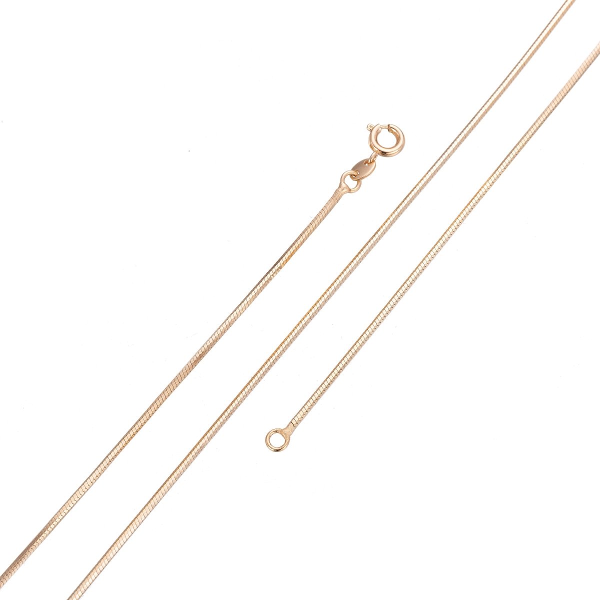 Rose Gold Cocoon Chain Necklace, 24.5" Gold Plated Layering Cocoon Necklace, Dainty 1.3mm Cocoon Necklace w/ Spring Ring | CN-043 Clearance Pricing - DLUXCA