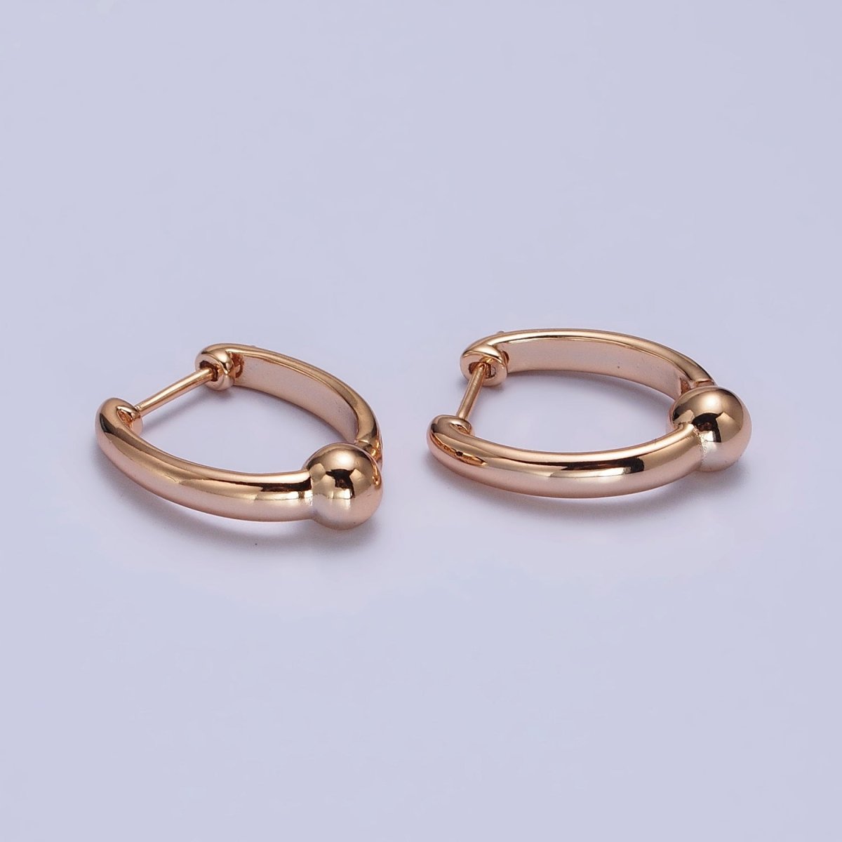 Rose Gold Filled Hoops Earring Minimalist Earring with Small Beads Ball AB1070 - DLUXCA