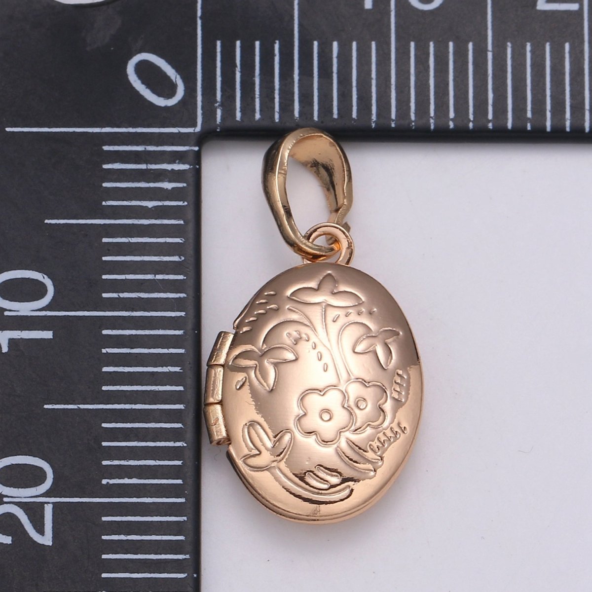 Rose Gold Filled Oval Locket Flower Photo Locket, Minimalist Jewelry, Necklace Pendant for Jewelry Making supply H-127 - DLUXCA