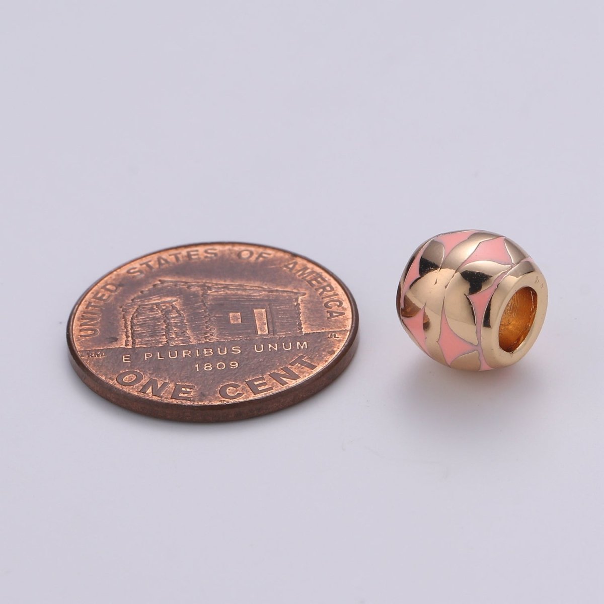 Rose Gold Filled Pink Spacer Beads Drum Tube Gold Beads with CZ Paved, 8mm Beads Large Hole Gold Spacers for Bracelet Making - DLUXCA