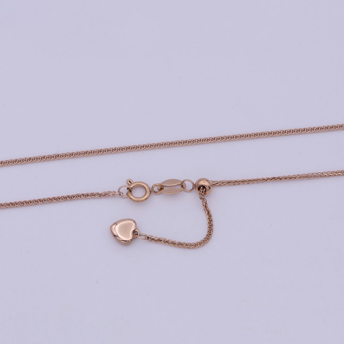 Rose Gold Fox Tail Chain Necklace - 18K Gold Plated Foxtail Chain - Dainty 1.4mm Layering 20 Inch Ready To Wear Chain with Spring Ring | WA-515 Clearance Pricing - DLUXCA