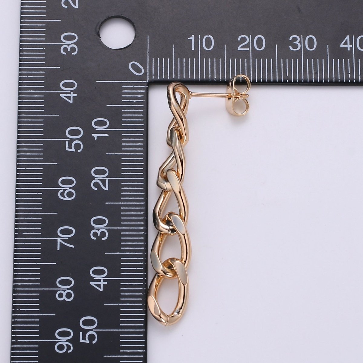 Rose Gold & Gold 49x8mm Cuban Long Chain Earring, Bold Earrings, Perfect Gift For Her P-131 P-132 - DLUXCA