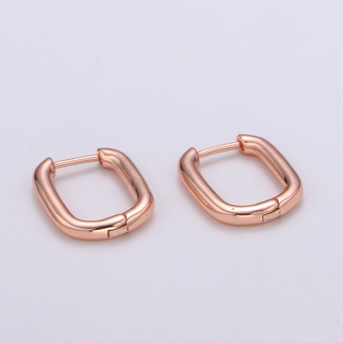 Rose Gold huggie Hoop Earrings - U-shaped hoops - Silver hinged snap closure Black Hoop Q-442 - Q-444 - DLUXCA