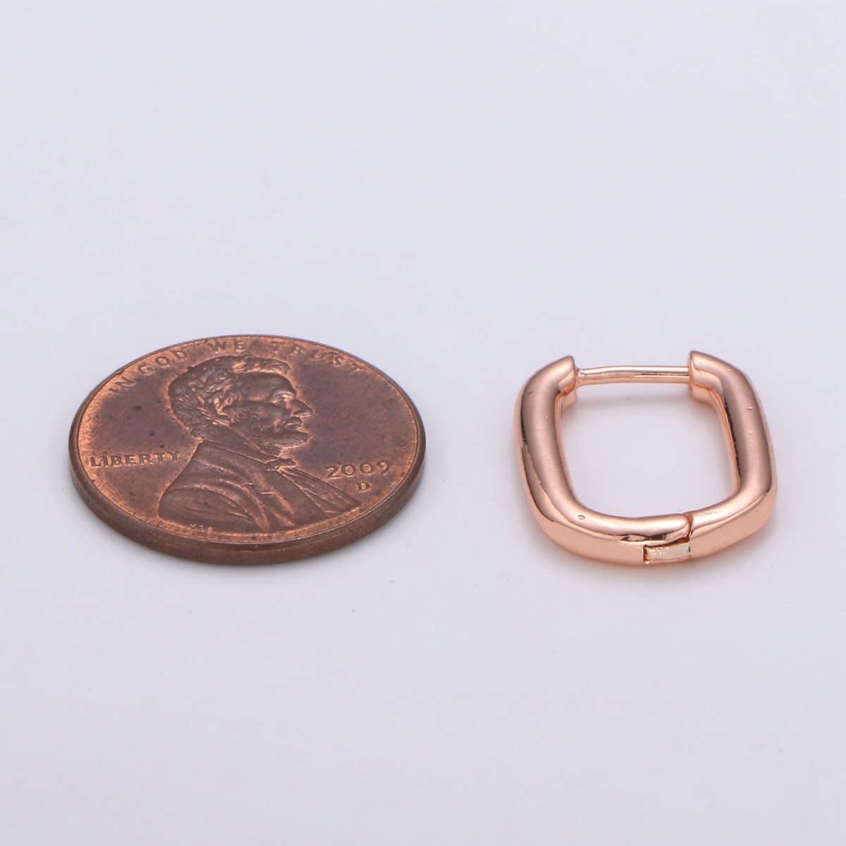 Rose Gold huggie Hoop Earrings - U-shaped hoops - Silver hinged snap closure Black Hoop Q-442 - Q-444 - DLUXCA