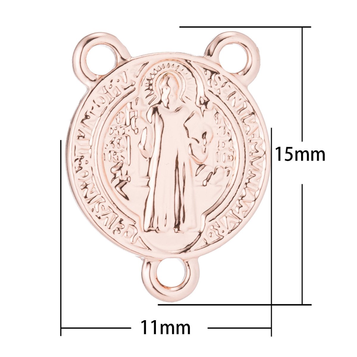 Rose Gold Rosary Centerpiece, Double Sided, Cross, Rosary Making Supply, Necklace Pendant, Findings for Jewelry Making F-201 - DLUXCA