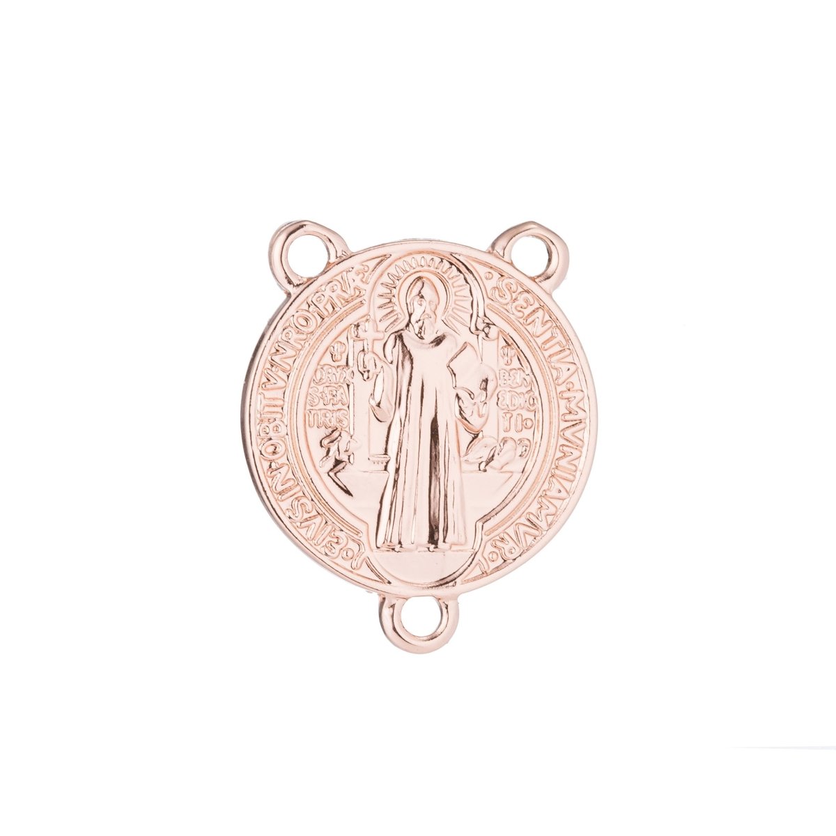 Rose Gold Rosary Centerpiece, Double Sided, Saint, Divine, Cross, Rosary Making Supply, Necklace Pendant, Findings for Jewelry Making F-190 - DLUXCA