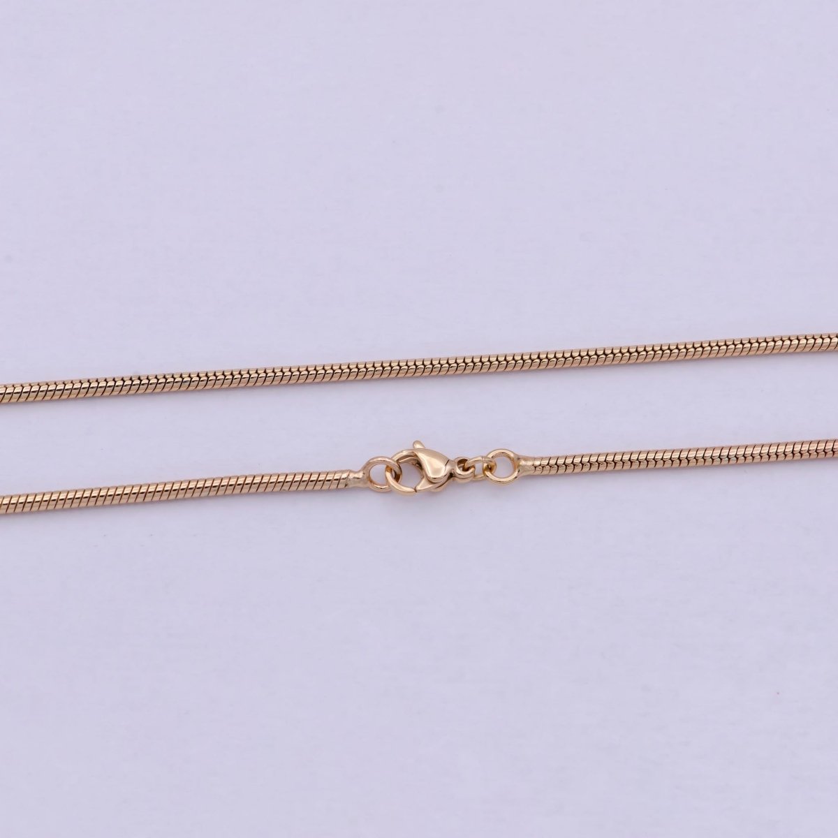 Rose Gold Round Snake Chain Omega Necklace, 18K Gold Filled 1.8mm Width Finished Chain, Layering 19.7 Inch Omega Necklace with Lobster Clasps | WA-618 Clearance Pricing - DLUXCA