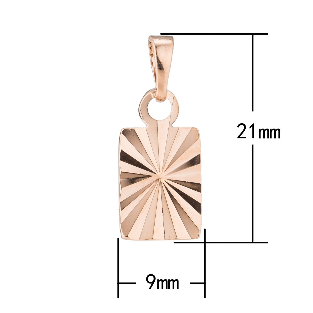 Rose Gold Square Geometric, Plate, Shine, Bright, Symbol, Women, Ladies, Gift, Mom, Necklace Pendant Charm Bead Bails Findings for Jewelry Making H-509 - DLUXCA