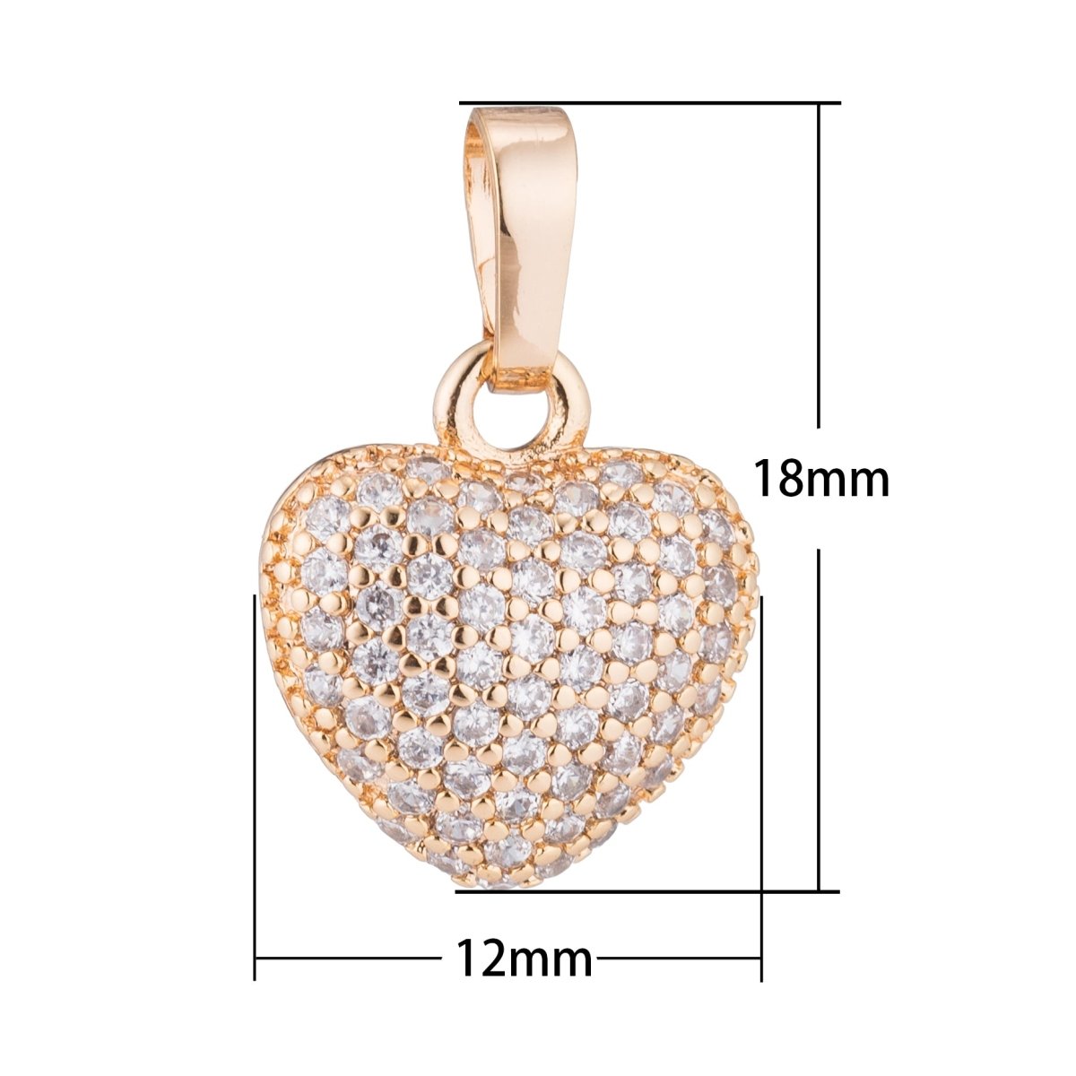 Rose Gold/White Gold/Gold Heart, Love, Family, Memory, Dangle, Romantic, Women Cubic Zirconia Necklace PENDANT Charm Bead Bails Finding For Jewelry Making H-338 - DLUXCA